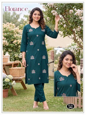 Florance Dhabu Cotton Plain Co-Ord Set with Embroidery Work co ord set catalogs