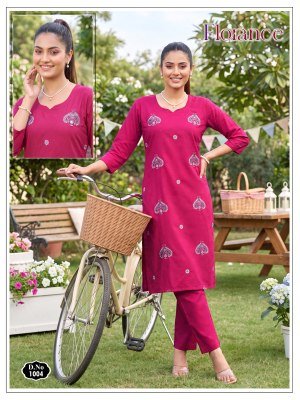 Florance Dhabu Cotton Plain Co-Ord Set with Embroidery Work co ord set catalogs
