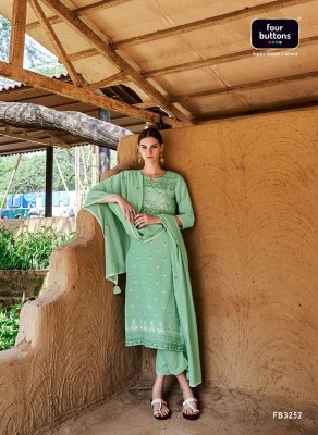 Four Buttons Veda Pure Linen Cotton Kurti Pant And Dupatta set wholesale Kurti catalogue  kurtis catalogs