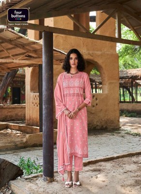 Four Buttons Veda Pure Linen Cotton Kurti Pant And Dupatta set wholesale Kurti catalogue  kurtis catalogs