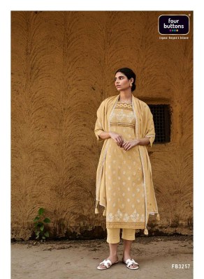 Four Buttons Veda Pure Linen Cotton Kurti Pant And Dupatta set wholesale Kurti catalogue  kurtis catalogs