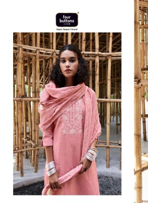 Four buttons new ambar vol 2  fancy linen cotton slub Kurti with pants and dupatta set catalogue  kurtis catalogs