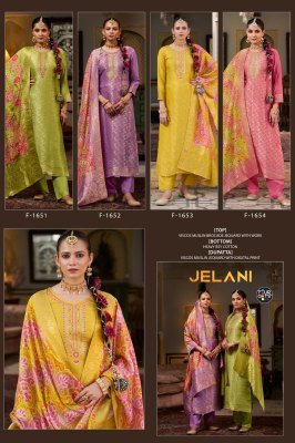Fourdots Jelani  Brocade Muslin Top with Bsy Cotton Bottom And Printed Jacquard Dupatta Wholesale dress material catalogs