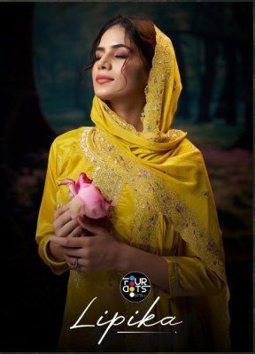 Fourdots Lipika Unstitched Designer Glass Organza Top with Muslin Bottom And Embellished Dupatta Wholesale dress material catalogs
