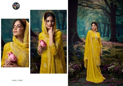 Fourdots Lipika Unstitched Designer Glass Organza Top with Muslin Bottom And Embellished Dupatta Wholesale dress material catalogs