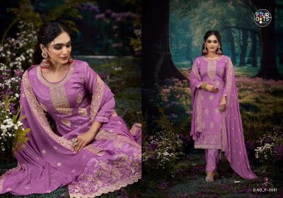 Fourdots Lipika Unstitched Designer Glass Organza Top with Muslin Bottom And Embellished Dupatta Wholesale dress material catalogs