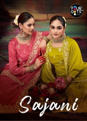 Fourdots Sajini Unstitched  Elegant Glass Organza Top with Jarkan Work And Muslin Bottom Set with Heavy Jarkan Dupatta Wholesale dress material catalogs