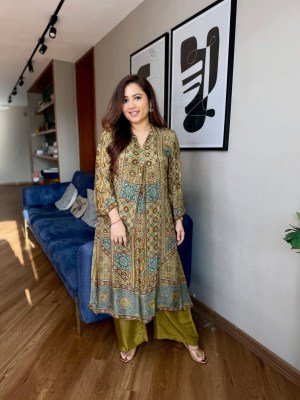 Freya Pure Natural Crape Ajrakh Print Cord Set with  Plazzo co ord set catalogs