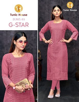G star by Tunic House Georgette chikankari fancy Kurti Collection at low price kurtis catalogs