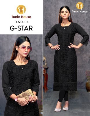 G star by Tunic House Georgette chikankari fancy Kurti Collection at low price kurtis catalogs