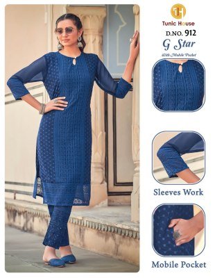 G star by Tunic House Georgette chikankari fancy Kurti Collection at low price kurtis catalogs