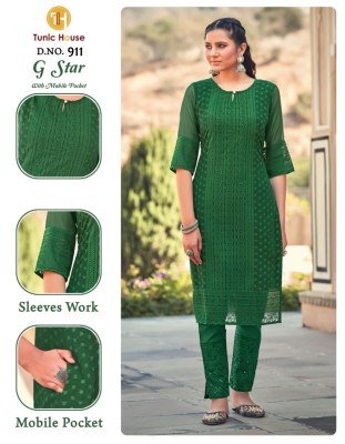 G star by Tunic House Georgette chikankari fancy Kurti Collection at low price kurtis catalogs