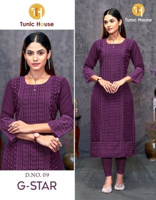 G star by Tunic House Georgette chikankari fancy Kurti Collection at low price kurtis catalogs