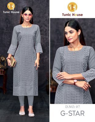 G star by Tunic House Georgette chikankari fancy Kurti Collection at low price kurtis catalogs