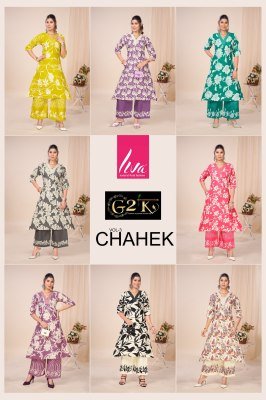 G2K Chahek Vol 3 Premium Embroidered Kurti And Daman Print Palazzo Set Wholesale kurtis catalogs