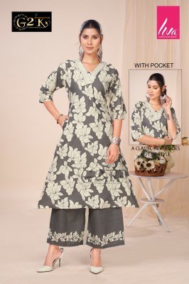 G2K Chahek Vol 3 Premium Embroidered Kurti And Daman Print Palazzo Set Wholesale kurtis catalogs