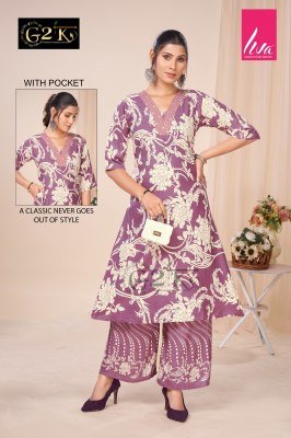 G2K Chahek Vol 3 Premium Embroidered Kurti And Daman Print Palazzo Set Wholesale kurtis catalogs