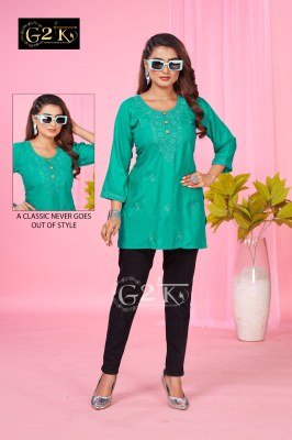 G2K Kavita Vol 2 Premium Rayon Short Kurti  Lucknowi Embroidery, Stylish Neck Patterns Wholesale  kurtis catalogs
