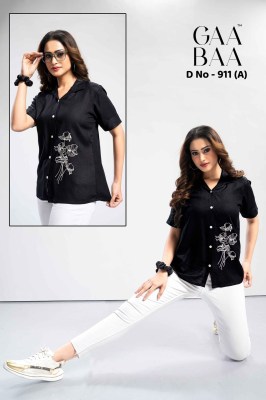 GAA BAA D No  911   A    Rayon Slub Shirt With Computer Embroidery  Gaabaa