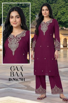 GAAbaa D.No 701 Premium Dhabu Cotton Embroidered Co-Ord Set kurtis catalogs