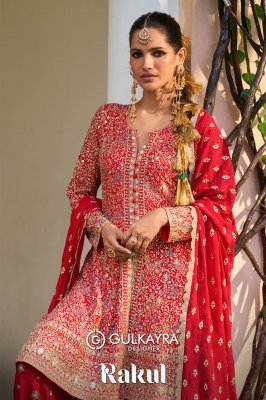 GULKAYRA DESIGNER RAKUL Real Georgette Embroidery and Hand Work Palazzo Set 