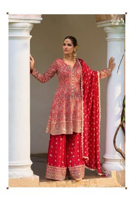 GULKAYRA DESIGNER RAKUL Real Georgette Embroidery and Hand Work Palazzo Set Fancy Palazzo suit catalogue