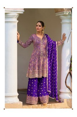 GULKAYRA DESIGNER RAKUL Real Georgette Embroidery and Hand Work Palazzo Set Fancy Palazzo suit catalogue