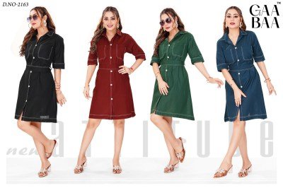GaaBaa D.NO. 2163 Premium Cotton Flex Dress with Belt And Anchor Stitch Wholesale kurtis catalogs