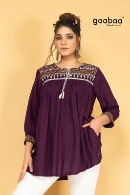 Gaabaa Designer no 885 heavy reyon slub embroidered western wear tunic catalogue at wholesale rate  western wear catalogs