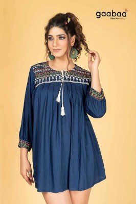 Gaabaa Designer no 885 heavy reyon slub embroidered western wear tunic catalogue at wholesale rate  western wear catalogs