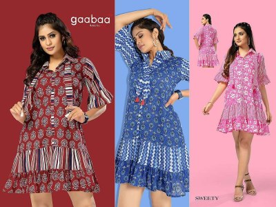 Gaabaa Sweety Cotton printed western tunic style short top wholesaler in India  kurtis catalogs