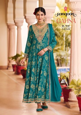 Gahna by Rangoon reyon printed embroidered fancy anarkali suit catalogue at low rate  fancy Anarkali suit catalogs