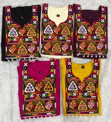 Gamthi Utsav Heavy Rayon Short Length Festival Top with Gamthi & Kodi Lace kurtis catalogs