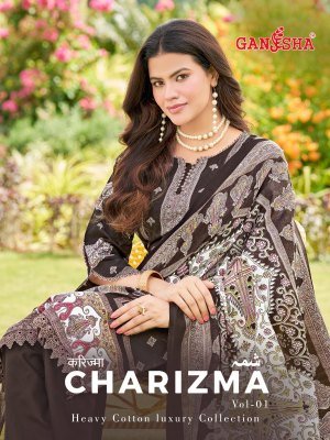 Ganesha Charizma Vol 1 Karachi Pure Cotton Dress Material with Mal Mal Cotton Dupatta 