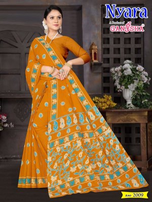 Ganesha by Nayra Vol 2 luanch fancy heavy cotton printed saree catalogue at amaviexpo sarees catalogs