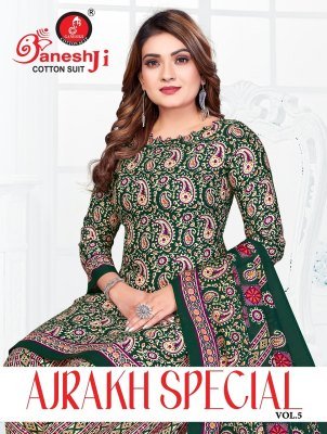 Ganeshji Ajrakh Special Vol 5 Soft Cotton patiyala suit Catalogue Wholesale Rate  Amavi