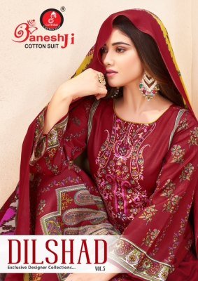 Ganeshji Dilshad Vol 5 Karachi Dress Material Soft Cotton best catalogue pcs wholesale rate  dress material catalogs