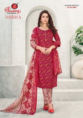 Ganeshji Misha Vol 4 Cotton Dress Material Unstitched Printed Top Bottom And Dupatta Wholesale dress material catalogs