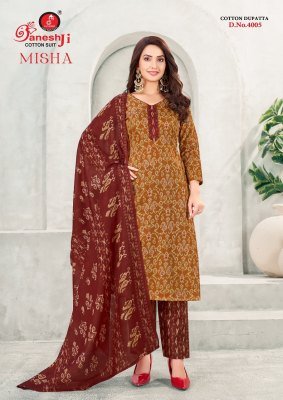 Ganeshji Misha Vol 4 Cotton Dress Material Unstitched Printed Top Bottom And Dupatta Wholesale dress material catalogs