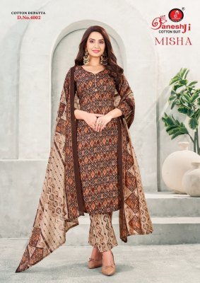 Ganeshji Misha Vol 4 Cotton Dress Material Unstitched Printed Top Bottom And Dupatta Wholesale dress material catalogs