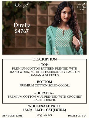 Ganga Direlia 4767 Premium Cotton Designer Dress Material Collection dress material catalogs