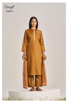 Ganga Gaura 4884 Premium Cotton Satin Dress Material Collection dress material catalogs