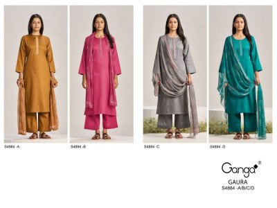 Ganga Gaura 4884 Premium Cotton Satin Dress Material Collection dress material catalogs