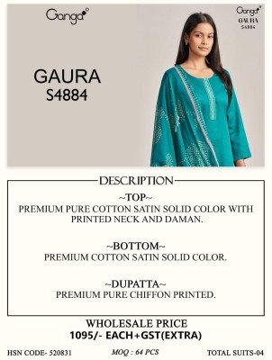 Ganga Gaura 4884 Premium Cotton Satin Dress Material Collection dress material catalogs