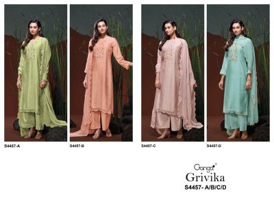 Ganga Grivika 4457 Premium Bemberg Silk Designer Dress Material Collection dress material catalogs