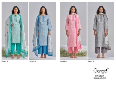 Ganga Hanima S4945 Premium Cotton Handwork Dress Material Collection dress material catalogs