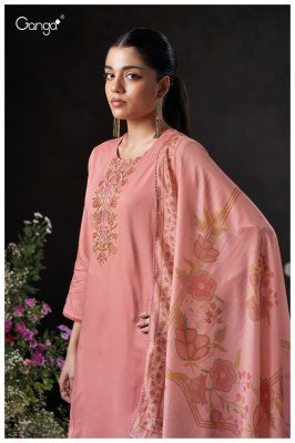 Ganga Milara 3869 Premium Cotton Satin Embroidered Unstitched Suit with Schiffli Work  Pure Bemberg Lawn Dupatta Wholesale dress material catalogs