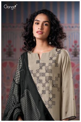Ganga Nessa 3162 Premium Pure Bemberg Silk Hand Embroidered Salwar Suit with Crochet Lace And Printed Dupatta Wholesale dress material catalogs