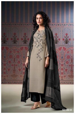 Ganga Nessa 3162 Premium Pure Bemberg Silk Hand Embroidered Salwar Suit with Crochet Lace And Printed Dupatta Wholesale dress material catalogs