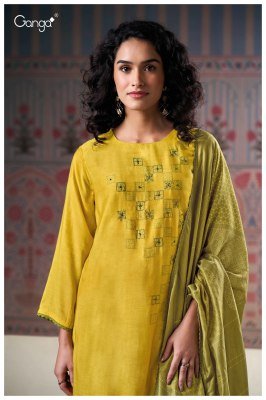 Ganga Nessa 3162 Premium Pure Bemberg Silk Hand Embroidered Salwar Suit with Crochet Lace And Printed Dupatta Wholesale dress material catalogs